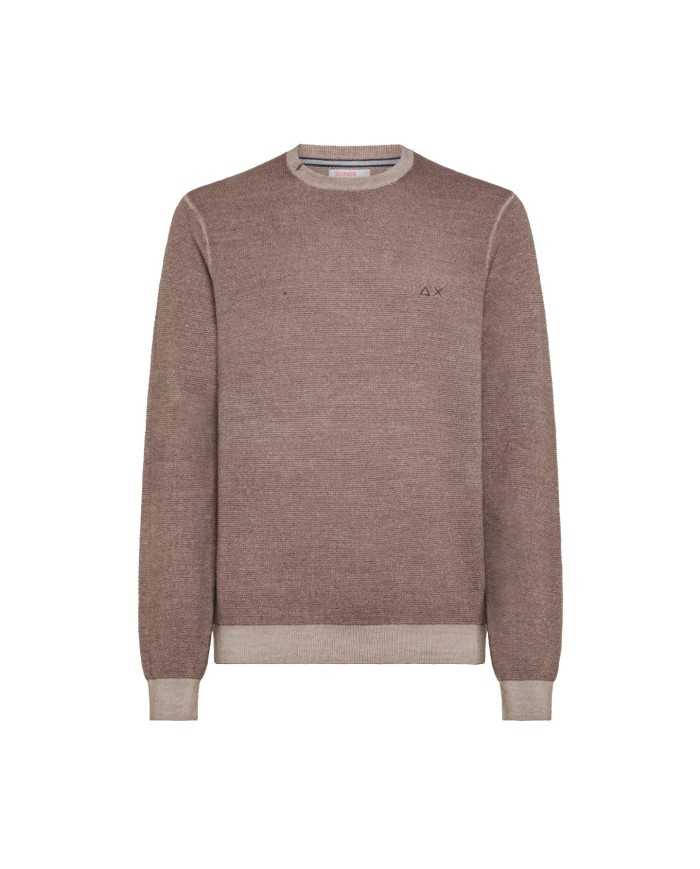 maglia beige scuro da uomo con LOGO RICAMATO avanti | SUN68 maglia beige scuro da uomo con LOGO RICAMATO avanti | SUN68