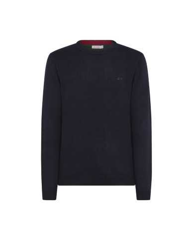 maglia navy blue da uomo con LOGO RICAMATO e bordi a COSTINE | SUN68 maglia navy blue da uomo con LOGO RICAMATO e bordi a COSTINE | SUN68