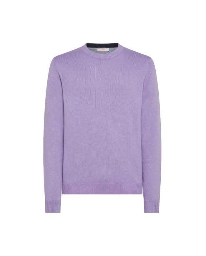 maglia lilla da uomo con LOGO RICAMATO e bordi a COSTINE | SUN68 maglia lilla da uomo con LOGO RICAMATO e bordi a COSTINE | SUN68