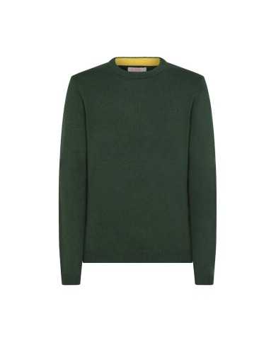 maglia verde scuro da uomo con LOGO RICAMATO e bordi a COSTINE | SUN68 maglia verde scuro da uomo con LOGO RICAMATO e bordi a COSTINE | SUN68