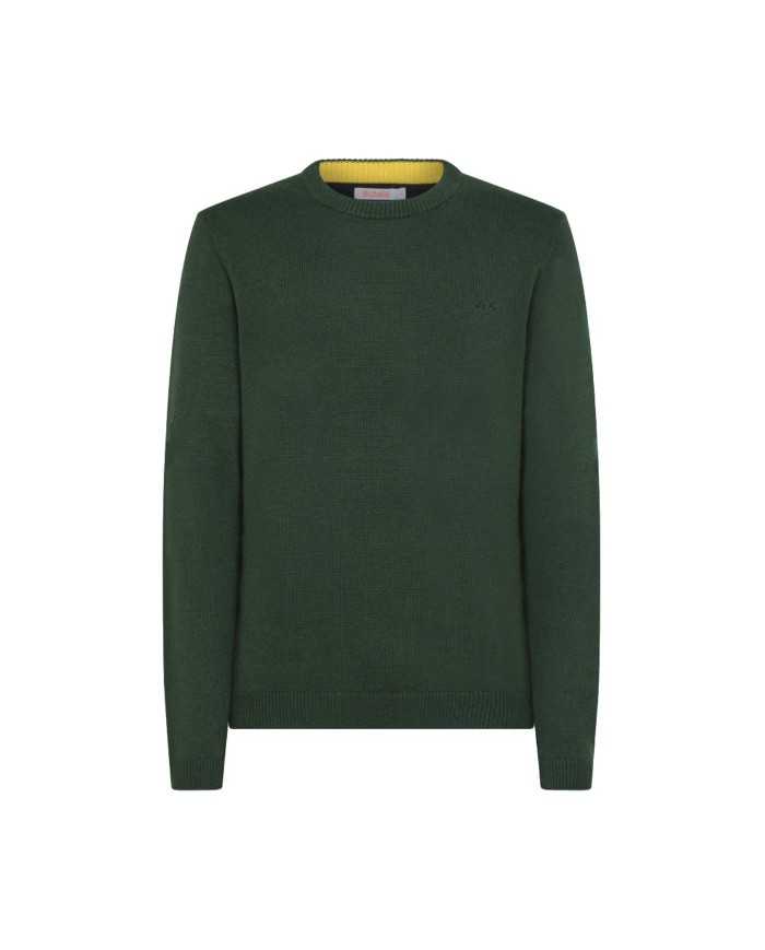 maglia verde scuro da uomo con LOGO RICAMATO e bordi a COSTINE | SUN68 maglia verde scuro da uomo con LOGO RICAMATO e bordi a COSTINE | SUN68