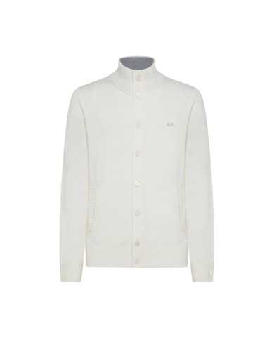 cardigan bianco da uomo LOGATO SU PETTO | SUN68 cardigan bianco da uomo LOGATO SU PETTO | SUN68