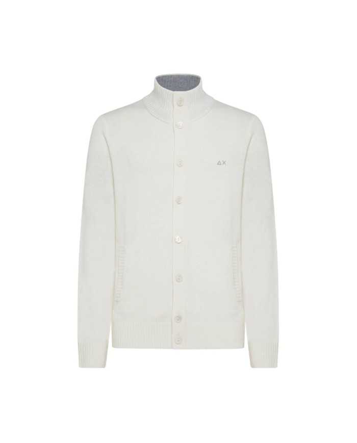 cardigan bianco da uomo LOGATO SU PETTO | SUN68 cardigan bianco da uomo LOGATO SU PETTO | SUN68