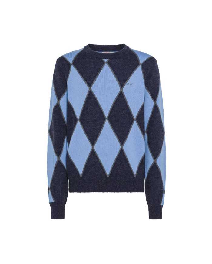 maglia navy blue da uomo con LAVORAZIONE GEOMETRICA | SUN68 maglia navy blue da uomo con LAVORAZIONE GEOMETRICA | SUN68