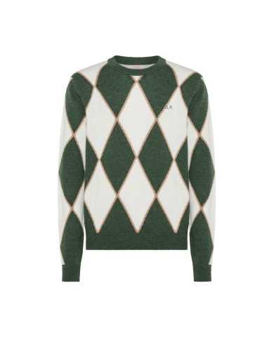 maglia verde scuro da uomo con LAVORAZIONE GEOMETRICA | SUN68 maglia verde scuro da uomo con LAVORAZIONE GEOMETRICA | SUN68