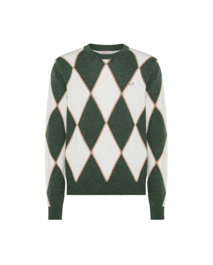 maglia verde scuro da uomo con LAVORAZIONE GEOMETRICA | SUN68 maglia verde scuro da uomo con LAVORAZIONE GEOMETRICA | SUN68