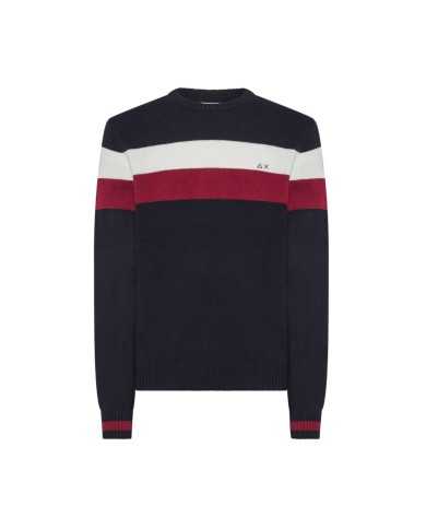 maglia navy blue da uomo con DETTAGLI A RIGHE e LOGO RICAMO | SUN68 maglia navy blue da uomo con DETTAGLI A RIGHE e LOGO RICAMO | SUN68