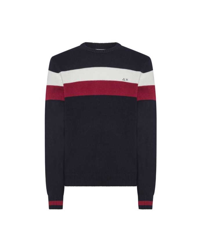 maglia navy blue da uomo con DETTAGLI A RIGHE e LOGO RICAMO | SUN68 maglia navy blue da uomo con DETTAGLI A RIGHE e LOGO RICAMO | SUN68