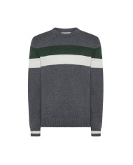 maglia grigio scuro da uomo con DETTAGLI A RIGHE e LOGO RICAMO | SUN68