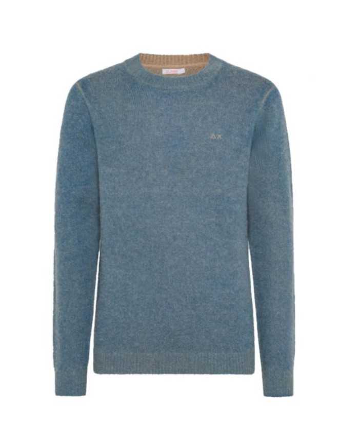 maglia avio scuro da uomo con LOGO RICAMATO avanti | SUN68 maglia avio scuro da uomo con LOGO RICAMATO avanti | SUN68