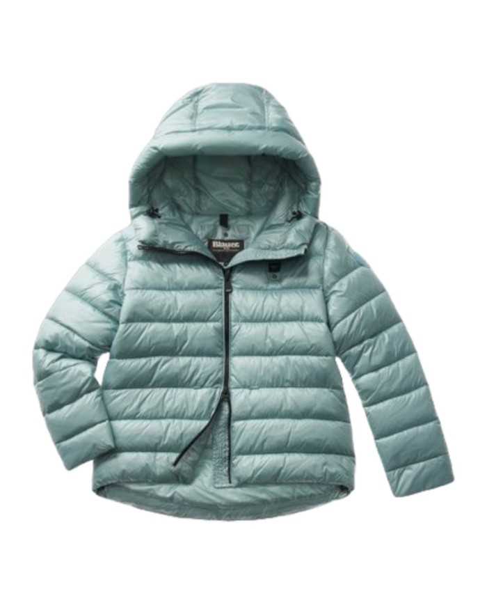 piumino acquamarina da donna con impunture e PATCH SCUDO | BLAUER piumino acquamarina da donna con impunture e PATCH SCUDO | BLAUER