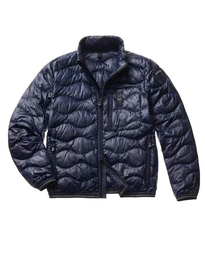 piumino BOMBER TRAPUNTATO blu da uomo con LOGO PATCH | BLAUER piumino BOMBER TRAPUNTATO blu da uomo con LOGO PATCH | BLAUER