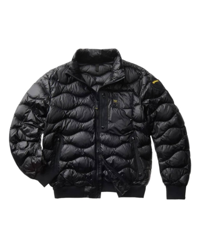 piumino BOMBER TRAPUNTATO nero da uomo con LOGO PATCH BLAUER