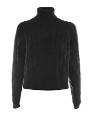 dolcevita raglan nero da uomo con LAVORAZIONE GEOMETRICA | BOB