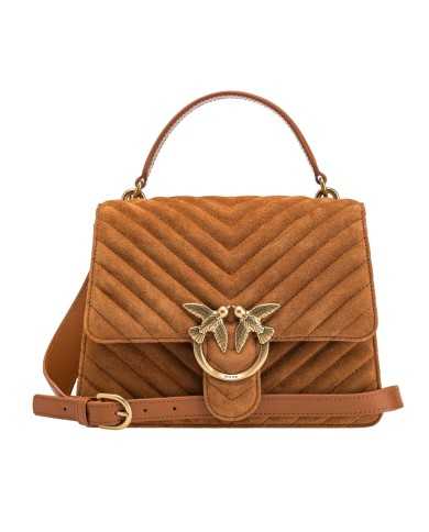 borsa cuoio da donna con fibbia logata in metallo | PINKO