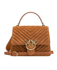 borsa cuoio da donna con fibbia logata in metallo | PINKO