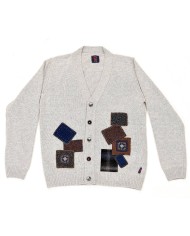 cardigan acciaio da uomo con PATCH ABBINATE e DETTAGLI RICAMATI | BOB cardigan acciaio da uomo con PATCH ABBINATE e DETTAGLI RICAMATI | BOB