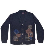 cardigan blu da uomo con PATCH ABBINATE e DETTAGLI RICAMATI | BOB cardigan blu da uomo con PATCH ABBINATE e DETTAGLI RICAMATI | BOB