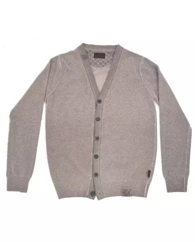 cardigan tabacco da uomo con DETTAGLI RICAMATI e bordi a costine | BOB cardigan tabacco da uomo con DETTAGLI RICAMATI e bordi a costine | BOB