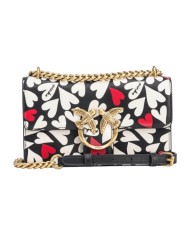 Borsa mini love bag one donna rosso antique con stampa a cuori | PINKO