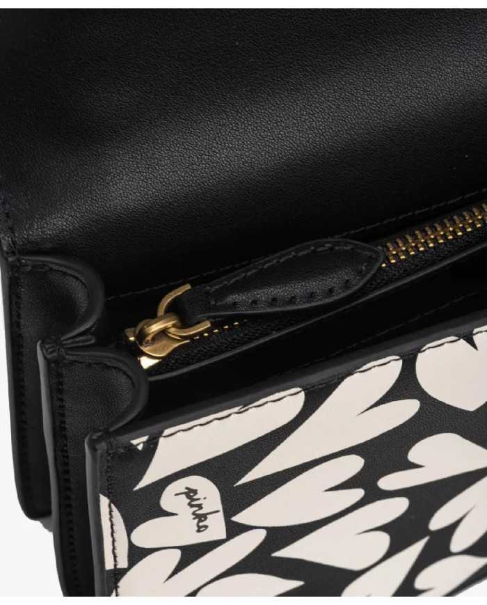 Borsa mini love bag one donna rosso antique con stampa a cuori | PINKO