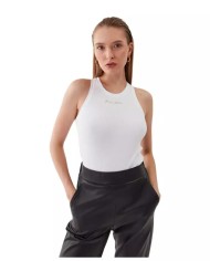 canotta bianca da donna con scollo a vogatore e logo | PINKO canotta bianca da donna con scollo a vogatore e logo | PINKO
