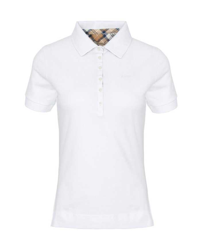 Polo donna bianca/primrose con fantasia tartan e ricamo logo | BARBOUR Polo donna bianca/primrose con fantasia tartan e ricamo logo | BARBOUR