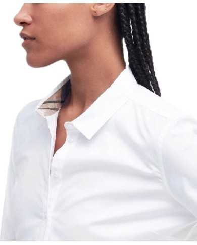 camicia donna bianca/primrose con fantasia tartan interna | BARBOUR