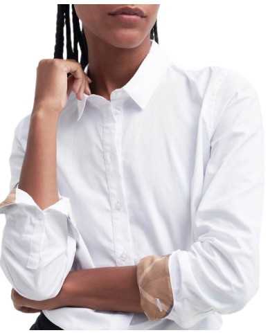 camicia donna bianca/primrose con fantasia tartan interna | BARBOUR