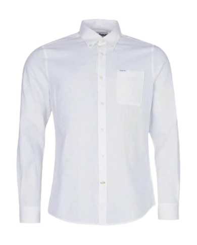 Camicia da uomo in misto lino bianca con tasca su petto | BARBOUR Camicia da uomo in misto lino bianca con tasca su petto | BARBOUR