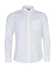 Camicia da uomo in misto lino bianca con tasca su petto | BARBOUR Camicia da uomo in misto lino bianca con tasca su petto | BARBOUR