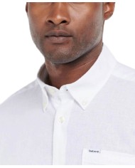 Camicia da uomo in misto lino bianca con tasca su petto | BARBOUR Camicia da uomo in misto lino bianca con tasca su petto | BARBOUR