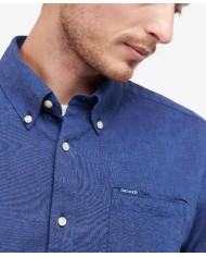 Camicia da uomo in misto lino indigo con tasca su petto | BARBOUR Camicia da uomo in misto lino indigo con tasca su petto | BARBOUR