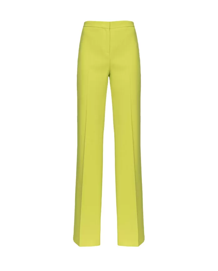 Pantalone donna giallo a vita alta con gamba svasata | PINKO Pantalone donna giallo a vita alta con gamba svasata | PINKO