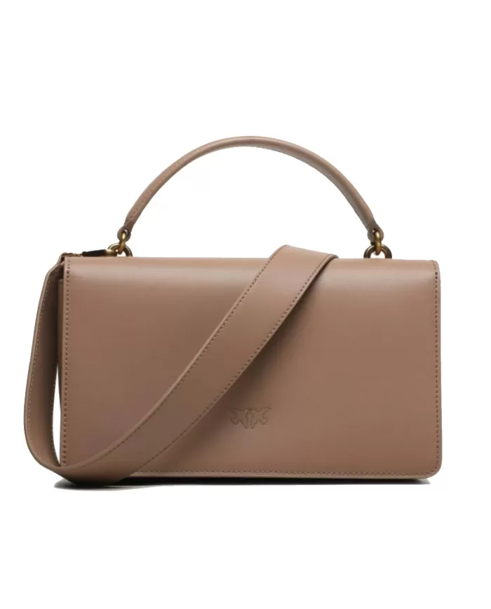 Borsa donna biscotto/zenzero con fibbia Lovebirds diamond cut | PINKO Borsa donna biscotto/zenzero con fibbia Lovebirds diamond cut | PINKO