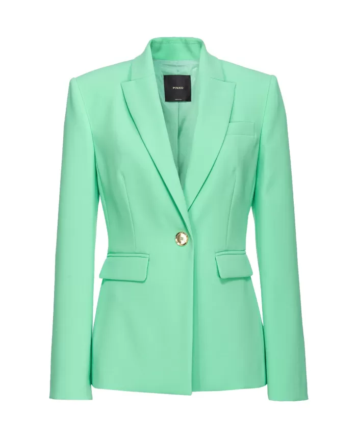 Giacca donna verde stile blazer in crêpe stretch| PINKO Giacca donna verde stile blazer in crêpe stretch| PINKO