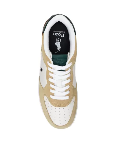 Sneakers uomo white/bone/forest con parti scamosciate | RALPH LAUREN