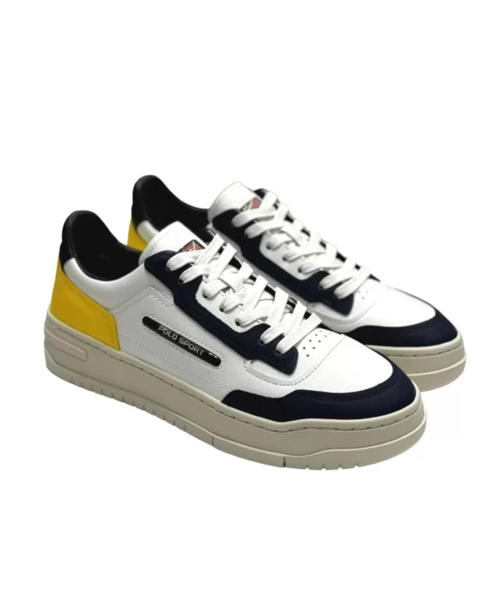 Sneakers uomo bianche/navy/gialle con loghi | RALPH LAUREN Sneakers uomo bianche/navy/gialle con loghi | RALPH LAUREN