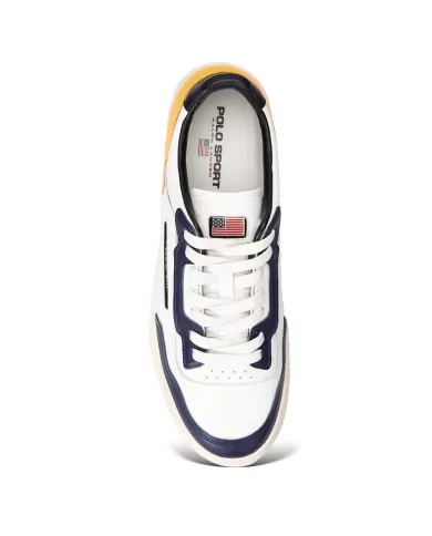 Sneakers uomo bianche/navy/gialle con loghi | RALPH LAUREN