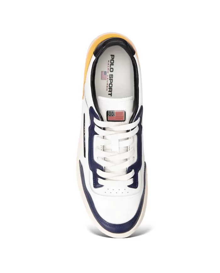 Sneakers uomo bianche/navy/gialle con loghi | RALPH LAUREN Sneakers uomo bianche/navy/gialle con loghi | RALPH LAUREN