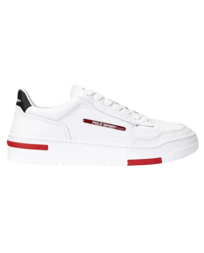 Sneakers uomo bianche con loghi e dettaglio a bandiera | RALPH LAUREN Sneakers uomo bianche con loghi e dettaglio a bandiera | RALPH LAUREN