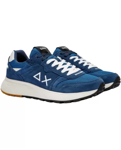 Sneakers uomo avio scuro con in serti in ecopelle | SUN68