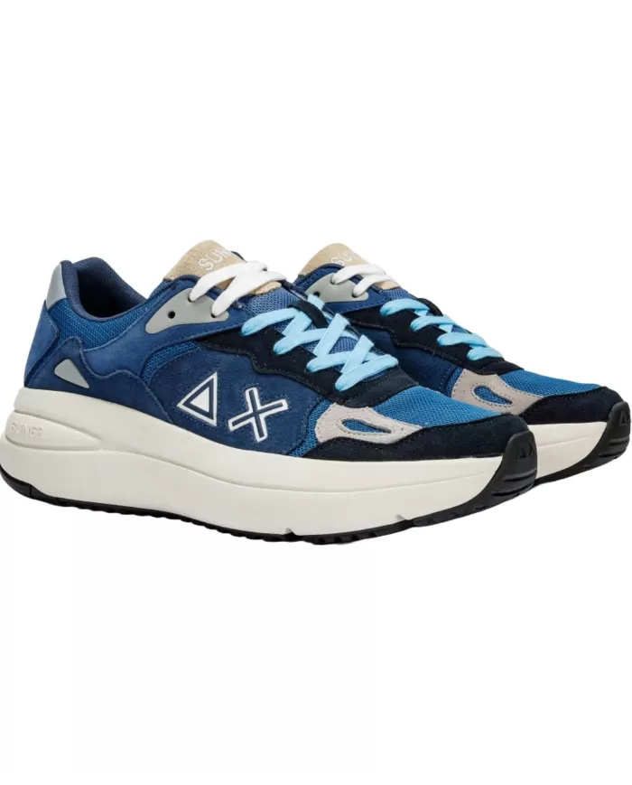 Sneakers Uomo avio scuro con sottopiede imbottito e loghi | SUN68 Sneakers Uomo avio scuro con sottopiede imbottito e loghi | SUN68