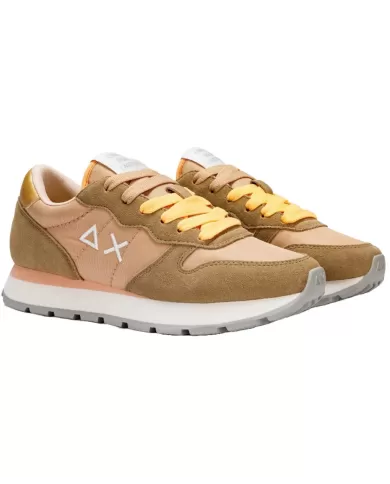 Sneakers donna beige con logo ricamato su lato e retro | SUN68 Sneakers donna beige con logo ricamato su lato e retro | SUN68