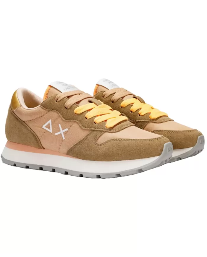 Sneakers donna beige con logo ricamato su lato e retro | SUN68 Sneakers donna beige con logo ricamato su lato e retro | SUN68