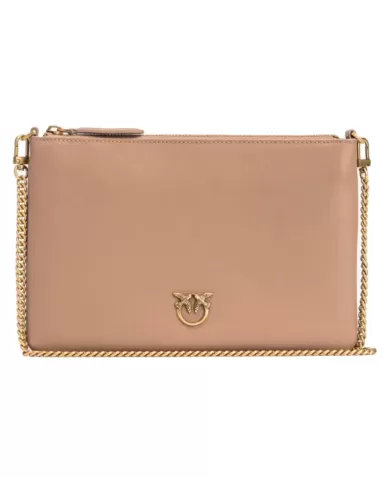 Borsa donna biscotto/zenzero con placca Lovebirds Diamond Cut | PINKO