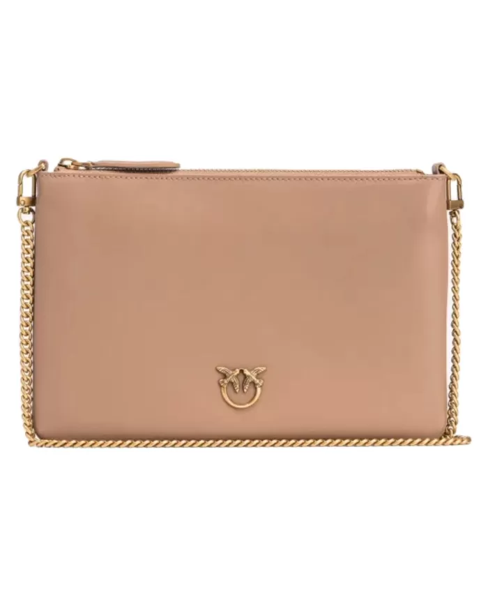 Borsa donna biscotto/zenzero con placca Lovebirds Diamond Cut | PINKO Borsa donna biscotto/zenzero con placca Lovebirds Diamond Cut | PINKO