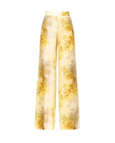 Pantalone donna multi giallo/verde a palazzo a gamba dritta | PINKO Pantalone donna multi giallo/verde a palazzo a gamba dritta | PINKO
