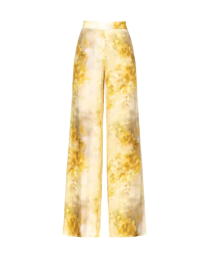 Pantalone donna multi giallo/verde a palazzo a gamba dritta | PINKO Pantalone donna multi giallo/verde a palazzo a gamba dritta | PINKO
