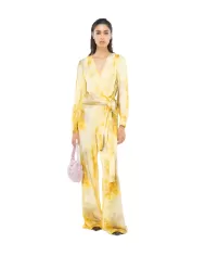 Pantalone donna multi giallo/verde a palazzo a gamba dritta | PINKO Pantalone donna multi giallo/verde a palazzo a gamba dritta | PINKO